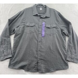 Hurley Shirt Men's Sz XXL Gray Button Up Long Sleeve Flannel Pockets
